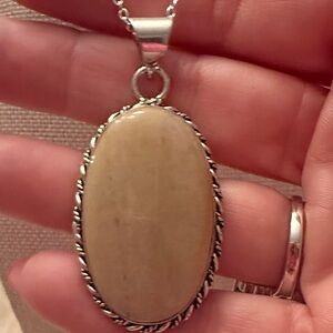 Sterling Silver Necklace with Yellow Calcite Pendant Necklace